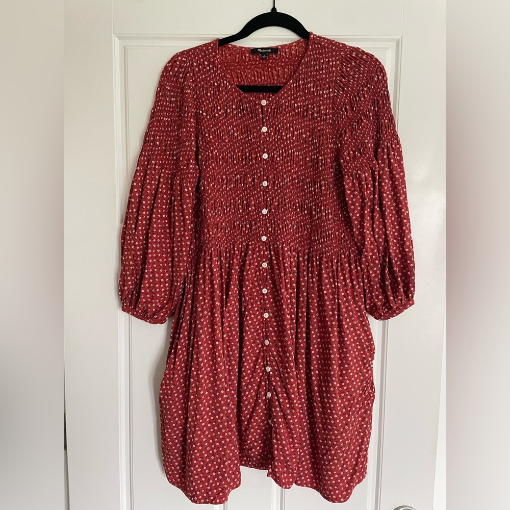 Madewell Challis Button-Front Mini Dress in Tiny Daisy Small